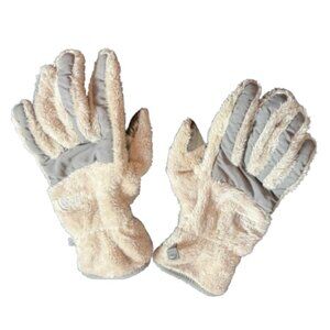 THE NORTH FACE Osito Etip Faux Fur Fleece Gloves Size Medium Grey Blue